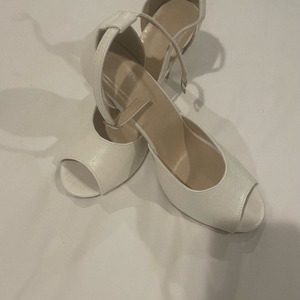 Elegant White Peep-Toe Heels